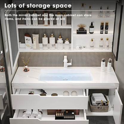 36"- 48" Floating Bathroom Vanity Set with Sink and Defogging Lighting Mirror