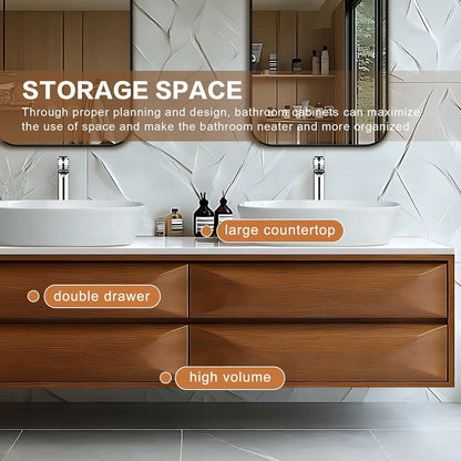 60” - 78” Exquisite Modern Bathroom Vanity  Includes Unique Surface Design