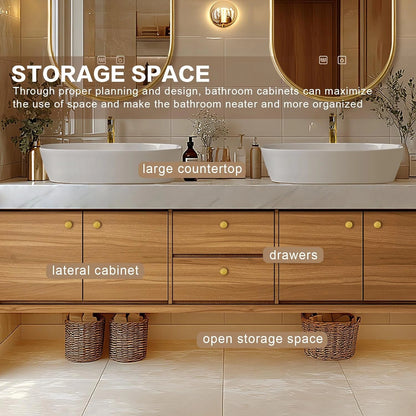 68” - 88” Retro Log Bathroom Vanities Include Above Counter Sink & Irregular Mirror