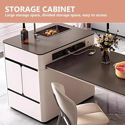 79” – 95” Practical Kitchen Island Includes Black and White Simple Design