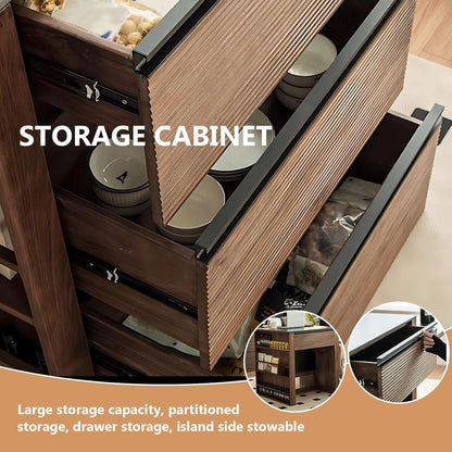 83” - 107” Exquisite Unique Kitchen Island Includes Stripe Texture Design (No Chair)