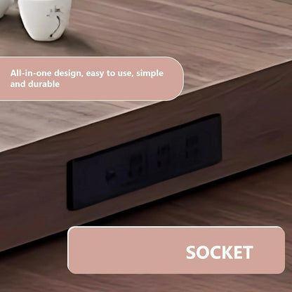 98” Modern Log Kitchen Island Includes Glass Door for 2-6 Person (No Chair)