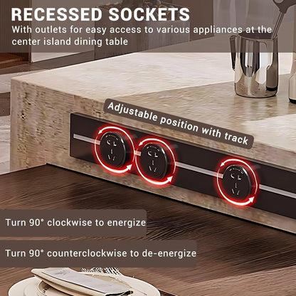 86” - 102” Italian Minimalist Kitchen Island Includes Atmosphere Light (No Chair)