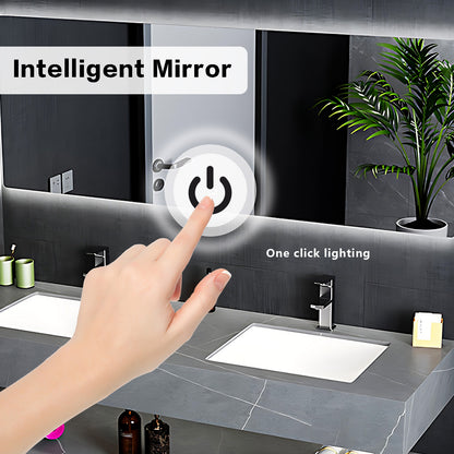52"- 78" Open Storage Bathroom Vanity Set with LED Mirror and Double Ceramic Sink