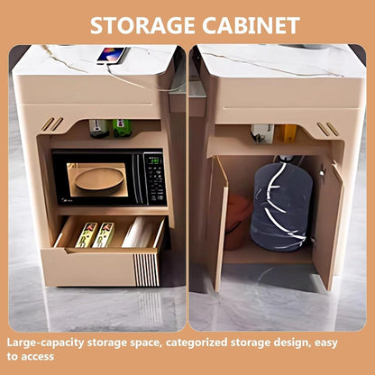 54” Modern Fashion Kitchen Island with Pull-Out Cabinets Includes Pulley Island (No Chair)