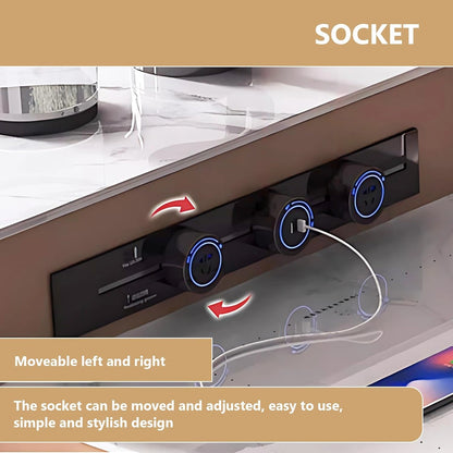 79” Brown Modern Kitchen Island Includes Open Shelf & Integrated Sink (No Chair)