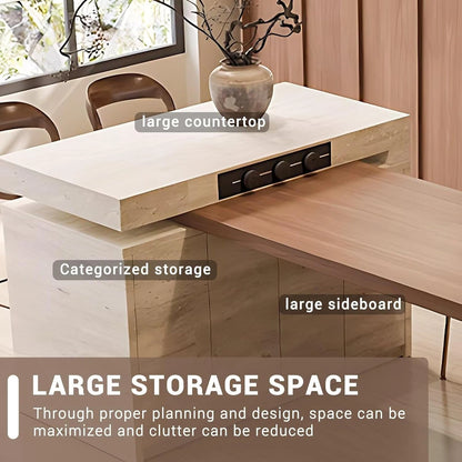47” - 71”Natural Unique Kitchen Island Includes Spacious Storage (No Chair)