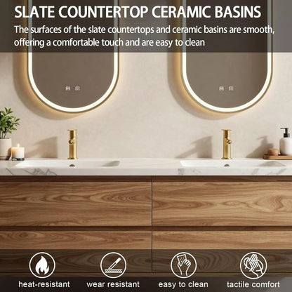 60” - 84” Double Sink Bathroom Vanity Modern Oval Smart Mirrors