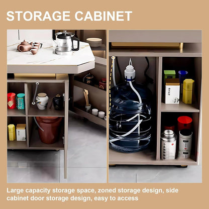 91” - 98” Luxury Flexible Kitchen Island Includes Unique Texture Design & Bottom Pulley (No Chair)