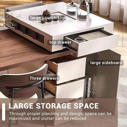 98” - 106” Unique Kitchen Island Includes Black Striped Design Table Legs