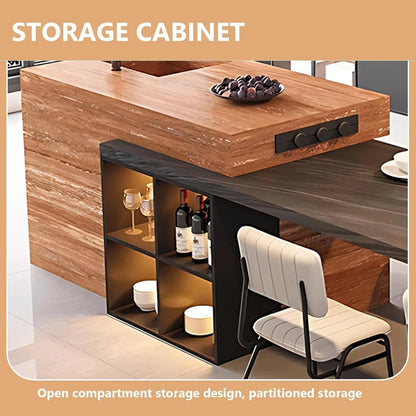 87” - 98” Modern Minimalist Kitchen Island Includes Integrated Slate Sink (No Chair)