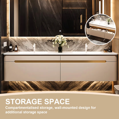 60"- 78" Modern Double Sink Bathroom Vanity Set with Smart Defogging Mirror