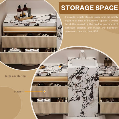 52"-72" Freestanding Bathroom Vanity With Single Sink And Smart Led Mirror