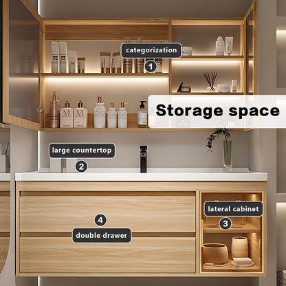 40"- 44"  Solid Wood Cabinet And Single Basin With LED Smart  Lighting