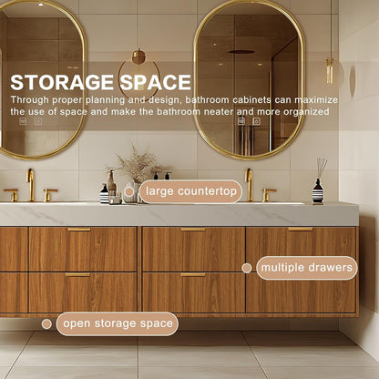 68'' Modern Bathroom Vanity with Double Sinks &Four Drawers