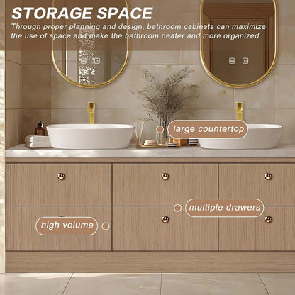 60” - 96” Floor Standing Bathroom Vanity Includes Large Countertop Rock Slabs