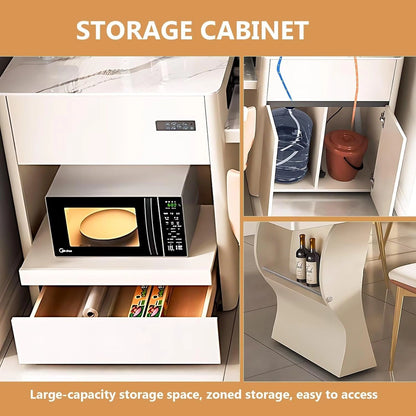 79” Modern Luxury Kitchen Island Includes Open Shelf & Integrated Sink (No Chair)