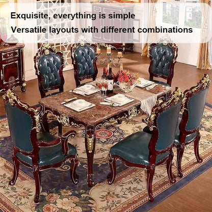 51‘’-71‘’ Luxurious Dining Table with Gold-Toned Carved Design Craftsmanship(No Chairs)