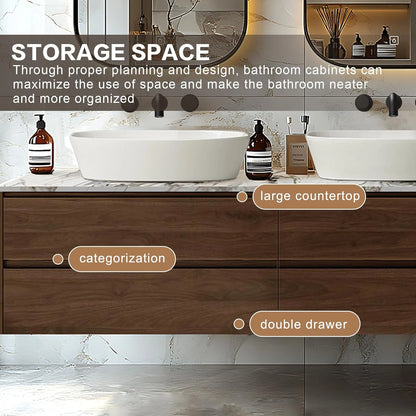 60” - 78” Modern Simple Bathroom Vanity Includes Log Pattern Cabinet