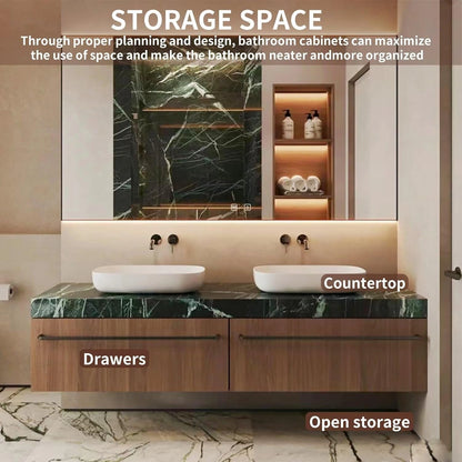 60” - 78” Luxury Textured Bathroom Vanity with Above Counter Basin & Drawers