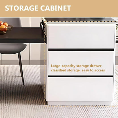 67" - 83" Minimalist Kitchen Island Includes Black and White Simple Design (No Chair)