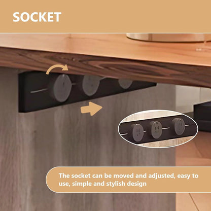87” - 98” Modern Art Kitchen Island Includes Integrated Design & Sliding Rail Socket (No Chair)