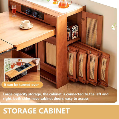 68” Modern Wood Kitchen Island Includes Pulley Large Cabinet (No Chair)