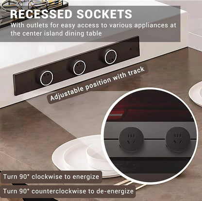 92” - 100” Movable Kitchen Island Includes Open Storage Cabinet & Gradient Table Legs (No Chair)