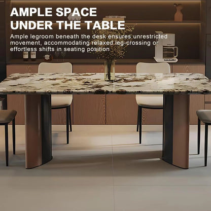 55” - 71” Luxury Dining Table with Metal Two Tone Load Bearing Base (No Chair)