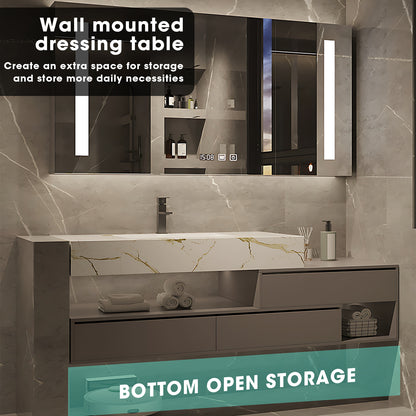 SALE 56" Solid Wood Single Sink Wall Mounted Bath Vanity Set with Defogging Mirror
