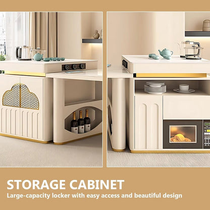 83” - 98” Simple Modern Kitchen Island Includes Unique Texture Design (No Chair)