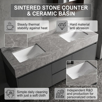 52‘’-110‘’ Luxurious Bathroom Vanity with Double Sinks Includes Wide Frame