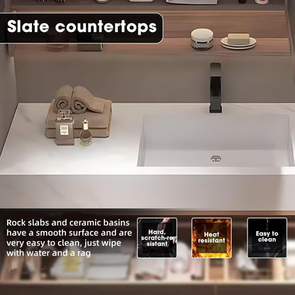 52'' Modern Bathroom Vanity Sinks Set with LED Defog Mirror