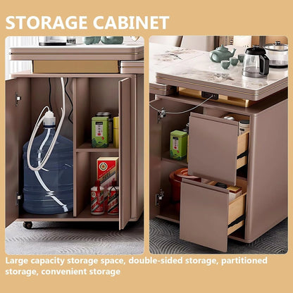 85” - 93” Cozy Flexible Kitchen Island Includes Golden Stripe Design (No Chair)