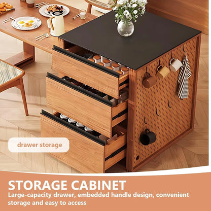 62” – 78” Brown Cozy Kitchen Island Includes Hollow Hanging Board Design (No Chair)