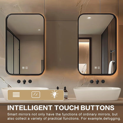 60” - 78” Elegant Log Bathroom Vanity with Hidden Handle & Irregular Smart Mirror