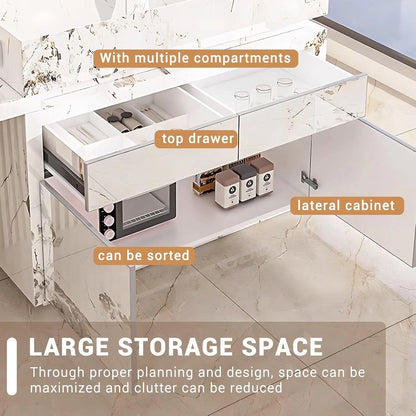 94” - 102" Luxury Exquisite Kitchen Island Includes Brown Striped Panel (No Chair)