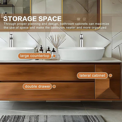 68” - 96” Modern Art Bathroom Vanity Includes Solid Wood Cabinet