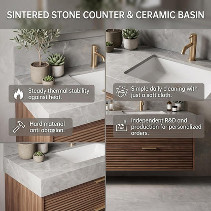 52''-110'' Simple Bathroom Vanity with Sinks Includes 4 Spacious Striped Drawers