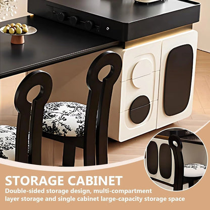 67” - 83” Minimalist Kitchen Island Includes Black and White Design & Ambient Light Strip (No Chair)