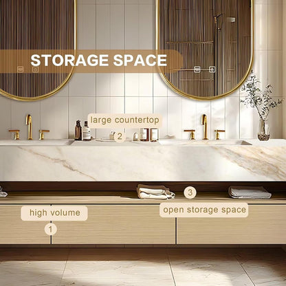 92'' Modern Bathroom Vanity Set with Modern Log Style&Defog Mirror