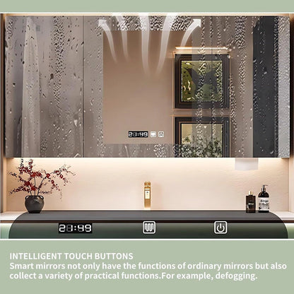 40” - 64” Spacious Natural Bathroom Vanity with Smart Light Strips & Mirror Cabinet