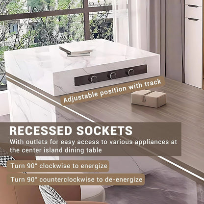 94” - 102” Kitchen Island Includes Desktop Floating Design & Ambient Light (No Chair)