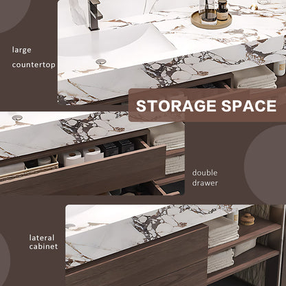 40"- 64" Wall Mounted And Single Ceramic Basin  with Smart Mirror