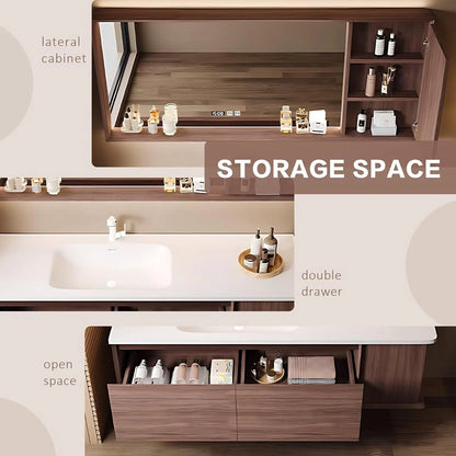 40” - 64” Exquisite Vintage Bathroom Vanity Includes Side Open Storage Shelves