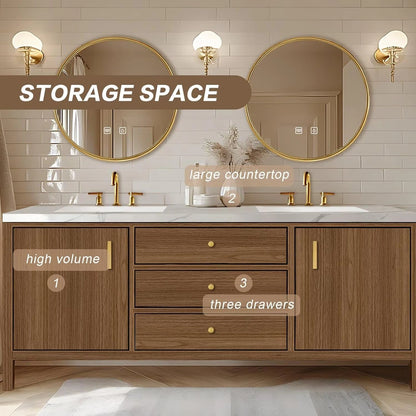 60” - 96” Exquisite Luxury Bathroom Vanity with Smart Defog Mirrors