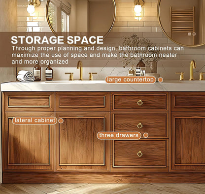 76” - 96” Exquisite Natural Bathroom Vanity Includes Solid Wood Cabinet