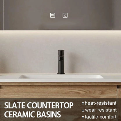 40” - 64” Single Sink Bathroom Vanity with 2 Storage Drawers & Open Shelf