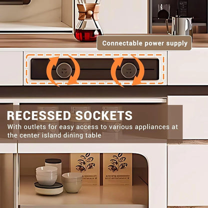 57” - 73” Retro Modern Kitchen Islands with Storage and Wheels (No Chair)