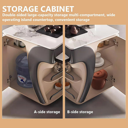 73” - 86” Unique Practical Kitchen Island with Extendable Dining Table Includes Open Shelf (No Chair)